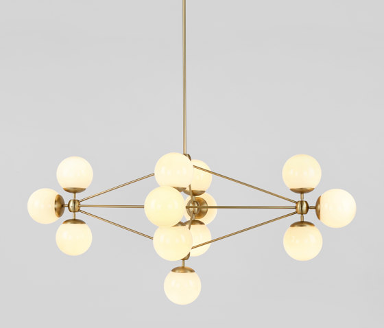 Modo Chandelier - Diamond, 13 Globes (Brass/Cream) | Lámparas de suspensión | Roll & Hill