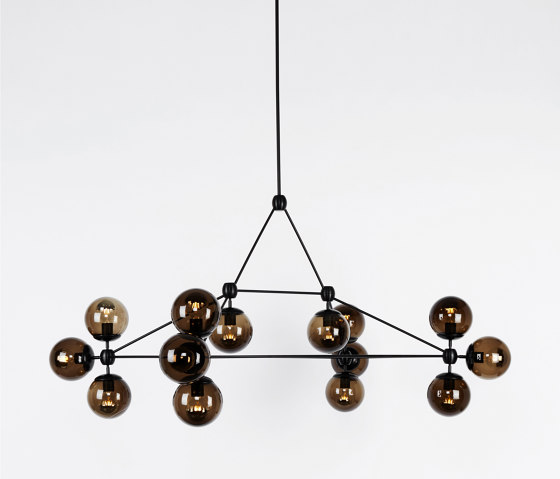 Modo Chandelier - Rectangle, 14 Globes (Black/Smoke) | Suspended lights | Roll & Hill