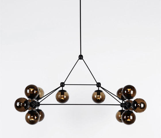Modo Chandelier - Rectangle, 14 Globes (Black/Smoke) | Lampade sospensione | Roll & Hill
