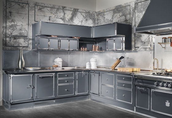 TAILOR MADE KITCHENS | STEEL BLUE GREY AND SATIN NICKEL KITCHEN | Cuisines équipées | Officine Gullo
