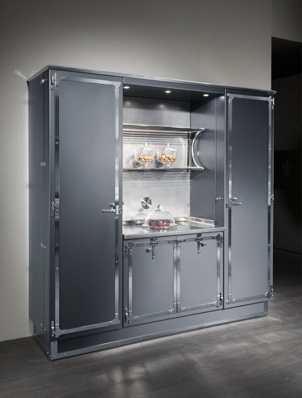 TAILOR MADE KITCHENS | STEEL BLUE GREY AND SATIN NICKEL KITCHEN | Cuisines équipées | Officine Gullo