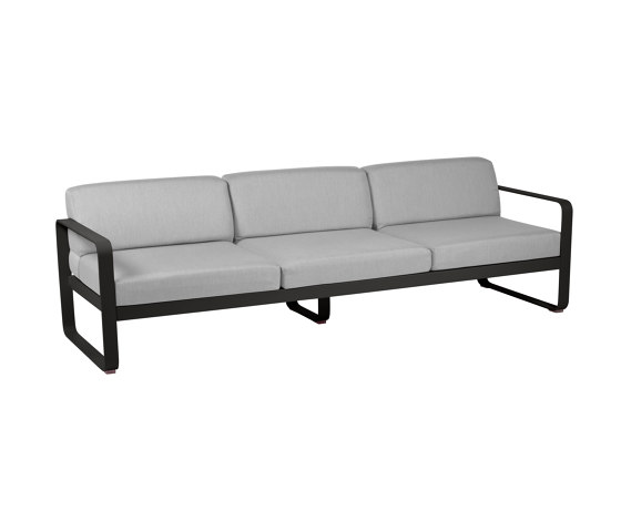 Bellevie | 3 Sitzer Sofa mit Kissen in Flanellgrau | Sofas | FERMOB