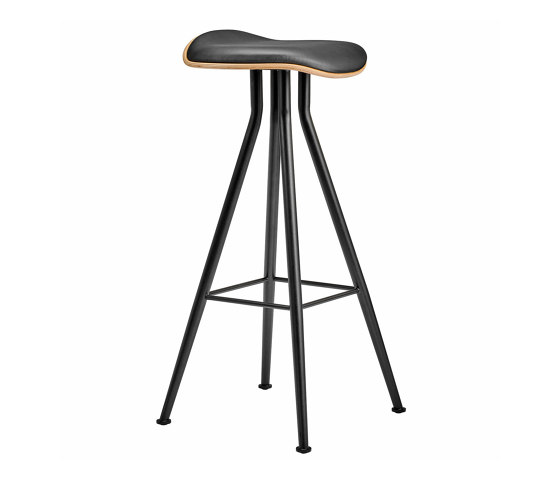 Barfly Bar Chair, Black Frame - Natural Seat / Premium Leather Black, High 77 cm | Taburetes de bar | NORR11