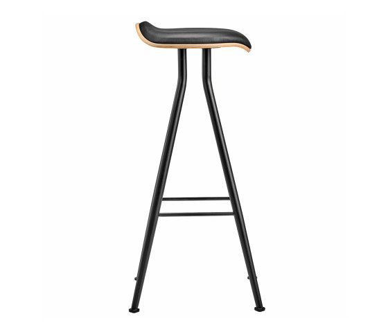 Barfly Bar Chair, Black Frame - Natural Seat / Premium Leather Black, High 77 cm | Barhocker | NORR11