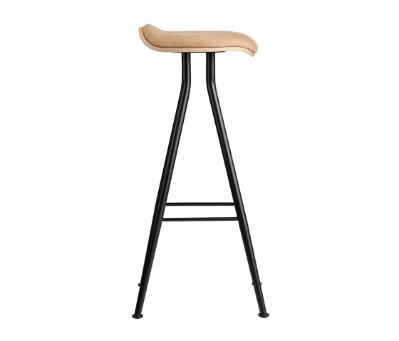 Barfly Bar Chair, Black Frame - Natural Seat / Vintage Leather Camel, High 77 cm | Bar stools | NORR11