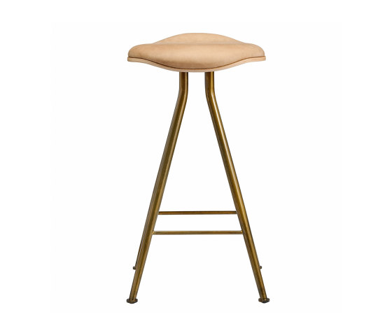 Barfly Bar Chair, Brass Frame - Natural Seat / Vintage Leather Camel, High 67 cm | Bar stools | NORR11
