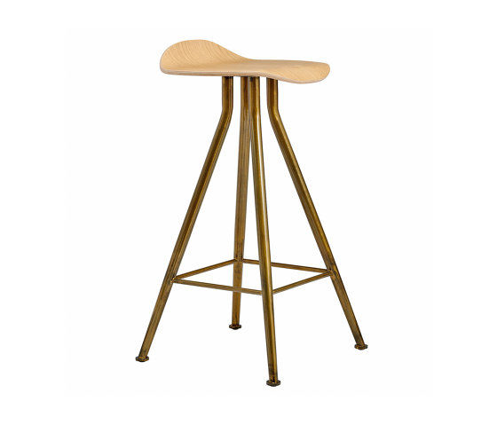 Barfly Bar Chair, Brass Frame - Natural Seat, High 67 cm | Bar stools | NORR11