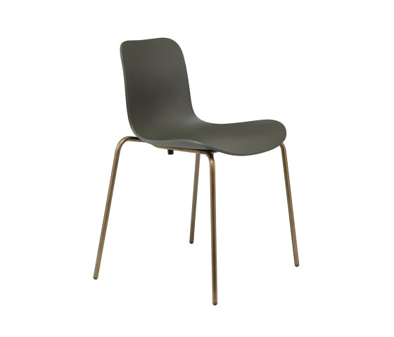 Langue Stack Dining Chair, Brass / Army Green | Chairs | NORR11