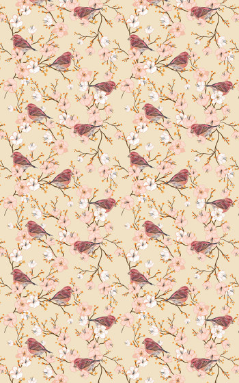 Cherry Blossom Sparrow | Carta parati / tappezzeria | GMM