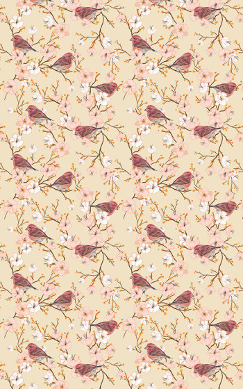 Cherry Blossom Sparrow | Wall coverings / wallpapers | GMM