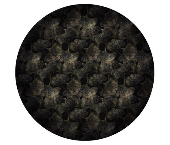 Ginko | Leaf Black Round | Formatteppiche | moooi carpets