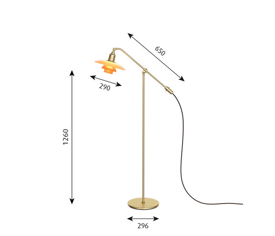 *PH 3/2 Amber Coloured Glass Floor Lamp "The Water Pump" | Free-standing lights | Louis Poulsen