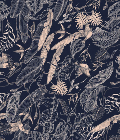 Tropical Foliage Navy | Wandbilder / Kunst | TECNOGRAFICA