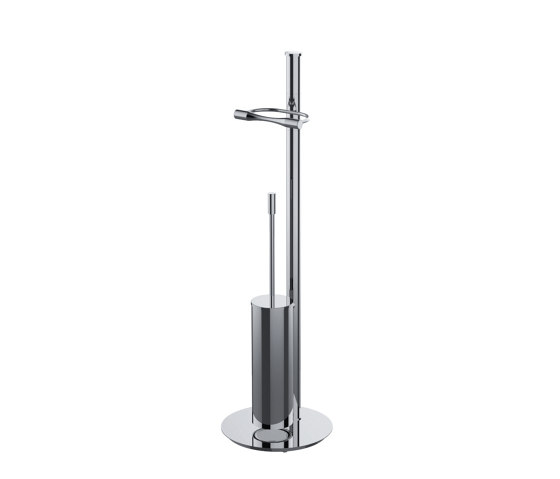 Floor standing column with paper holder and brass brush holder | Portants WC | COLOMBO DESIGN