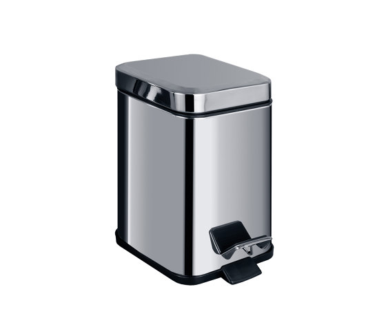 Small squared pedal bin (L 3), varnished stainless steel with amortized closure. Available colors: matt white or matt black | Bath waste bins | COLOMBO DESIGN