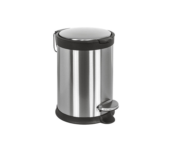 Rounded small pedal bin, stainless steel, with amortized closure (L 3) | Bad Abfallbehälter | COLOMBO DESIGN