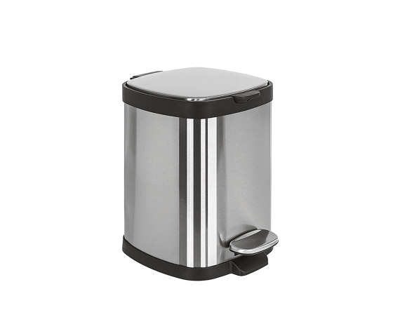 Rounded small pedal bin, stainless steel, with amortized closure (L 5) | Poubelles de salle de bain | COLOMBO DESIGN