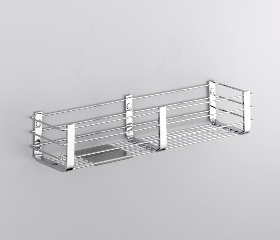 Basket for shower and bath with stainless steel shelf. Available finishes: chrome, white, black | Schwammhalter | COLOMBO DESIGN