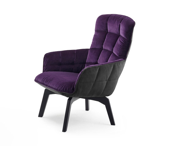 Marla | Easy Chair High with wooden frame and Ottoman | Armchairs | FREIFRAU MANUFAKTUR