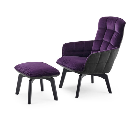 Marla | Easy Chair High with wooden frame and Ottoman | Sillones | FREIFRAU MANUFAKTUR