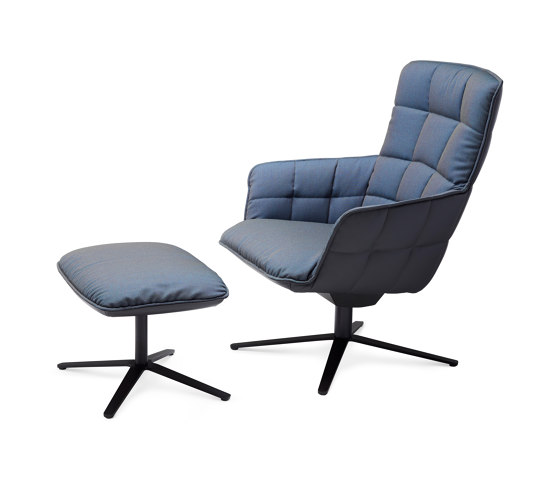 Marla | Easy Chair High with x-base frame and Ottoman | Fauteuils | FREIFRAU MANUFAKTUR