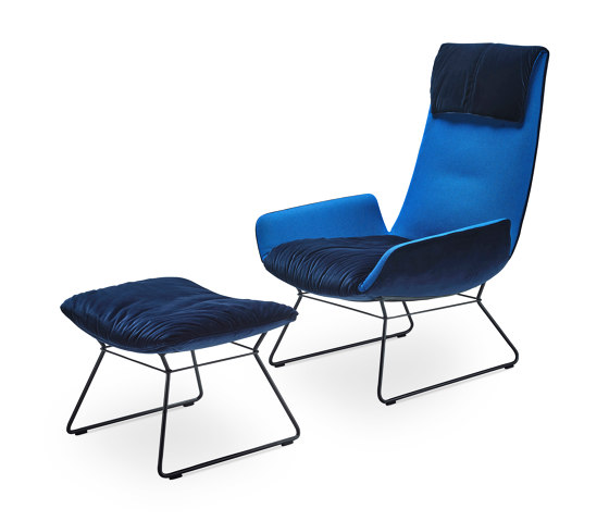 Amelie | Lounge Chair with wire frame and Ottoman | Fauteuils | FREIFRAU MANUFAKTUR