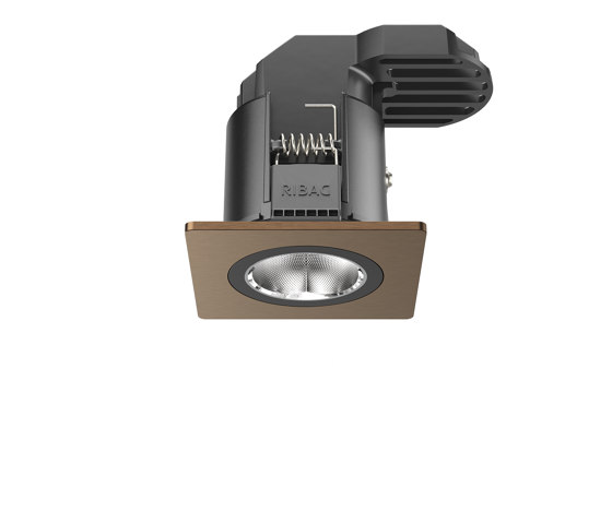 SPARK Downlight 1400 with quadratic rim golden brown anodised | Recessed ceiling lights | RIBAG