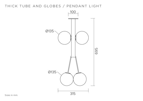 Thick tube and globes 421OL-P01 | Lámparas de suspensión | Atelier Areti