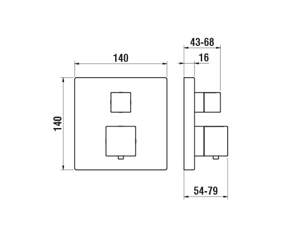 Quadriga| Fertigmontage-Set für thermostatischen 2-Griff Unterputz-Duschenmischer | Duscharmaturen | LAUFEN BATHROOMS