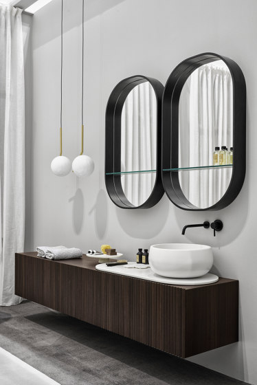 Delfo washbasin on cabinet in triangular strips | Lavabos | Ceramica Cielo
