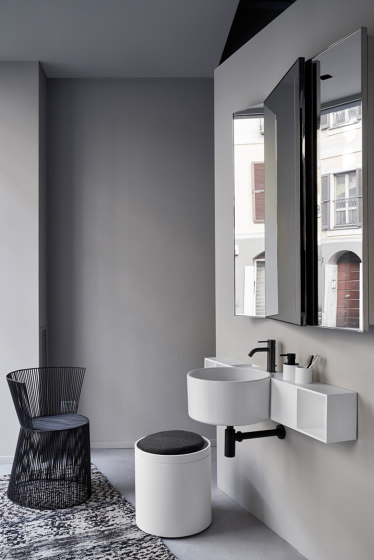 Sella wall-hung washbasin | wall-hung storage unit in LivingTec | Wash basins | Ceramica Cielo