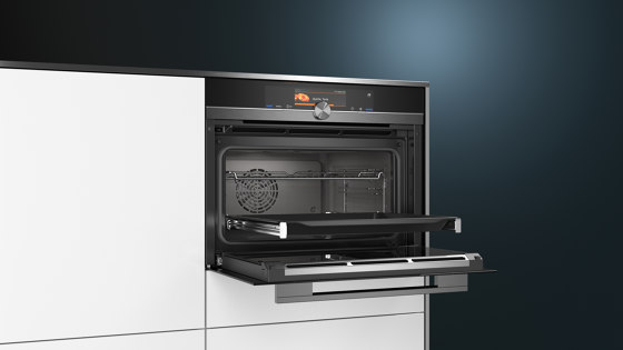 iQ700, Built-in compact oven with steam function, 45 cm, Black | Ovens | Siemens Home Appliances