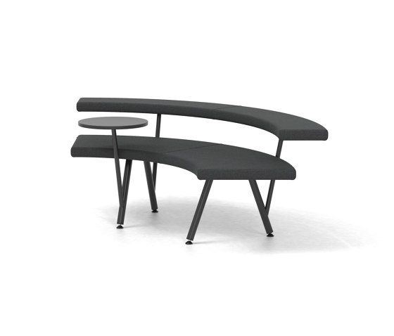 Autobahn, 90˚ Curved seat with floating table | Bancs | Derlot
