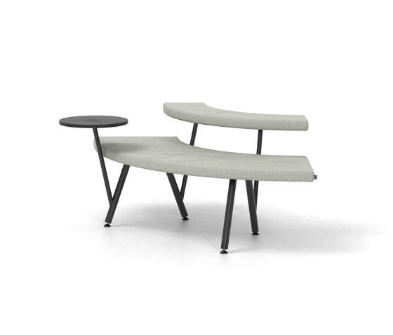 Autobahn, 90˚ Curved seat with floating table | Bancos | Derlot