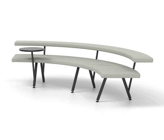 Autobahn, 90˚ Curved seat with floating table | Panche | Derlot