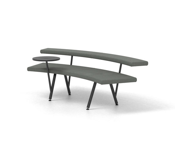 Autobahn, 45˚ Curved seat with floating table | Bancos | Derlot