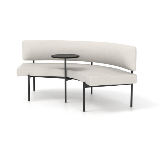 Crescent, 72˚ Mid-back curved bench with floating table | Bancs | Derlot