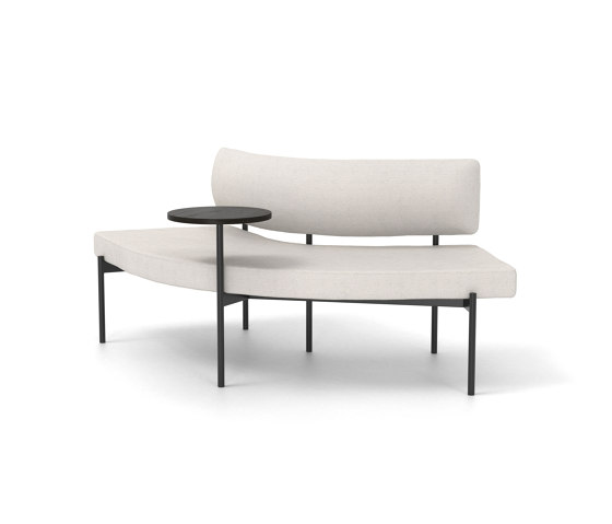 Crescent, 72˚ Mid-back curved bench with floating table | Benches | Derlot