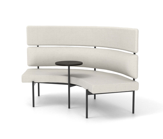 Crescent, 72˚ High-back curved bench with floating table | Panche | Derlot