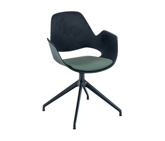 FALK | Dining armchair - Four star swivel base, Dark Green seat | Chairs | HOUE