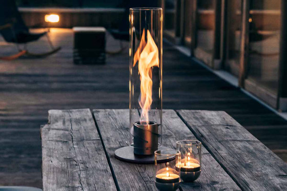 SPIN 120 Tabletop Fireplace silver | Torches | höfats