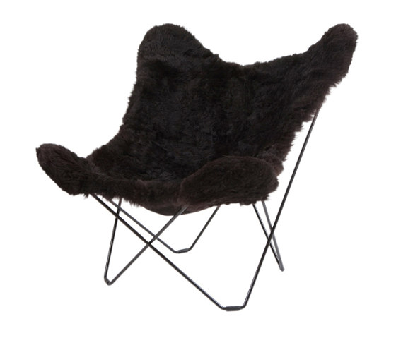 Iceland Mariposa Butterlfy Chair Shorn Black Black Frame | Poltrone | Cuero Design