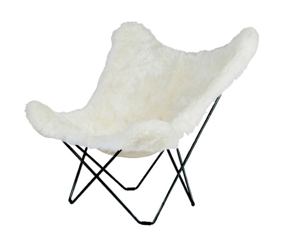 Iceland Mariposa Butterlfy Chair Shorn White Black Frame | Poltrone | Cuero Design