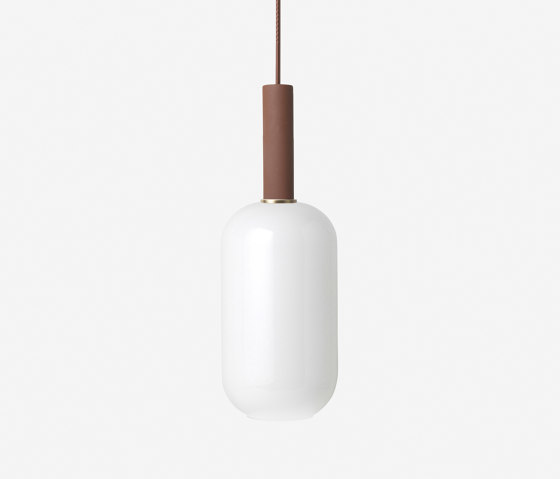 Socket Pendant High - Red Brown | Opal Shade - Tall - White | Lámparas de suspensión | ferm LIVING