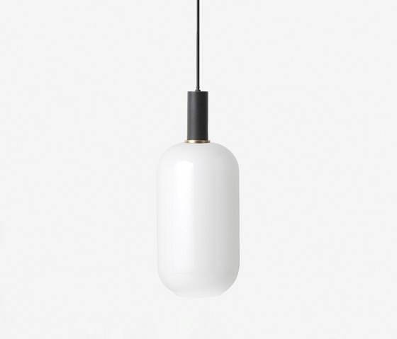 Socket Pendant Low - Black | Opal Shade - Tall - White | Lámparas de suspensión | ferm LIVING