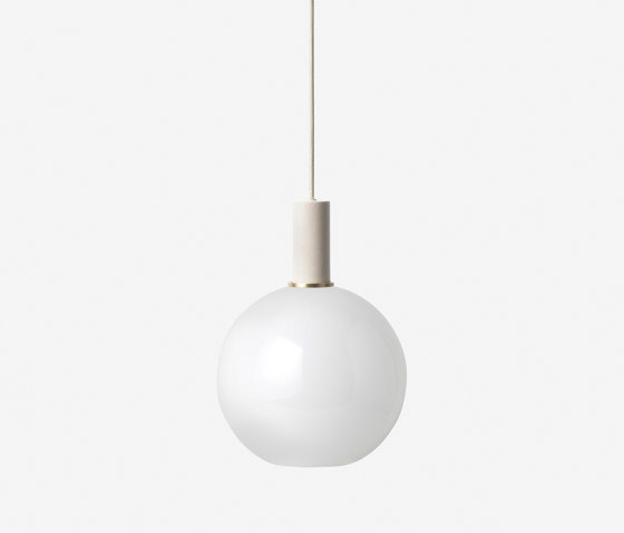 Socket Pendant Low - Light Grey | Opal Shade - Sphere - White | Lámparas de suspensión | ferm LIVING