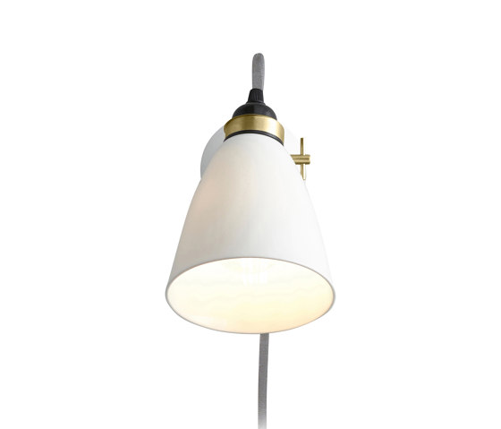 Hector 30 Wall Light, Plug, Switch & Cable, Satin Brass with Grey Braided Cable | Wall lights | Original BTC