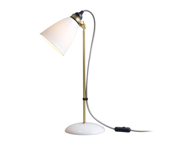 Hector 30 Table Light, Satin Brass, Natural, with Grey Cable | Table lights | Original BTC