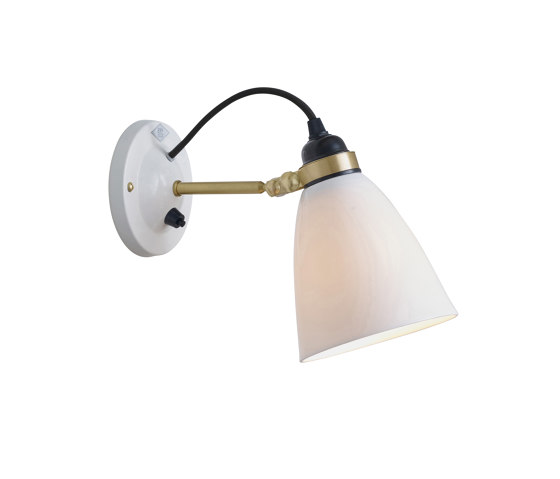 Hector 30 Wall Switched, Satin Brass, Natural, with Black Cable | Wall lights | Original BTC
