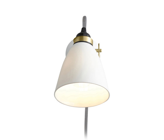 Hector 30 Wall Light, Plug, Switch & Cable, Satin Brass with Grey Braided Cable | Lampade parete | Original BTC